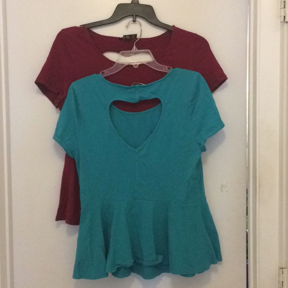 Heart cut-out peplum tops